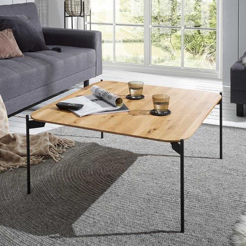 Couchtisch Echtholz und Metall mit quadratischer Tischplatte 38 cm hoch