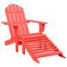 vidaXL Adirondack Chair Patio Adirondack Chair with Ottoman Solid Wood Fir - 27.6" x 58.1" x 34.8"