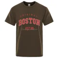 T-shirt en coton respirant pour hommes Boston Est.98 Street Letter Original Vêtements