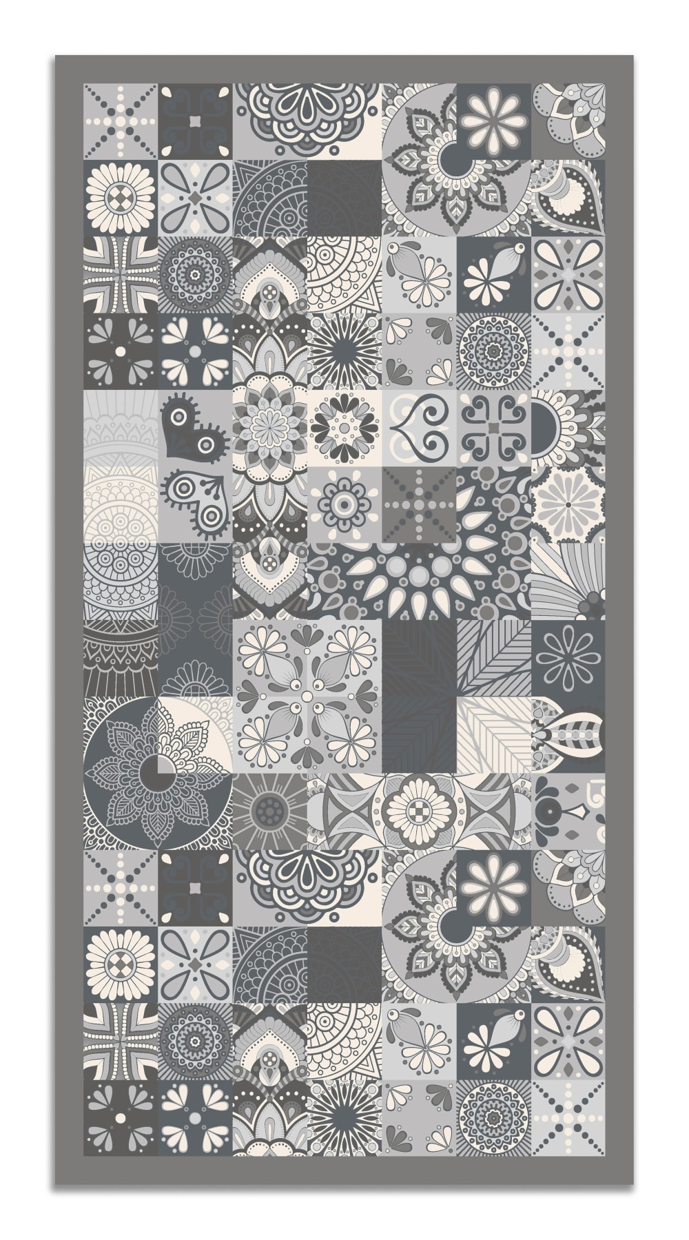 Tapis vinyle carreaux ciments cuisine gris 200x250cm