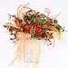 Primrue 22" Fall Front Door Thanksgiving Day Wreath Wall Door Hanging Basket Faux Silk in Orange/Red | 22 H x 22 W x 6 D in | Wayfair