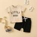 Leesechin Toddler Boys Clothes Clearance Toddler Kids Baby Boys Fashion Cute Short Sleeve Cartoon Letter Print Casual Pocket Shorts Suit