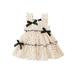 LisenraIn Toddler Baby Girls Summer Dresses Sleeveless Bow Front Dots Print Tiered Tank Dresses