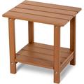 Nalone 2 -Tier Outdoor Side Table HDPE Adirondack Table Patio Side Table Wood-Like Grain Weather Resistant End Table Small Outdoor Table (Rectangular Teak)