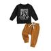 Wassery Toddler Baby Boy Fall Outfit Crewneck Long Sleeve Sweatshirt Tops Elastic Pants Jogger Newborn Autumn Clolthes Set