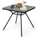 Costway Outdoor Dining Table 32 x 32 Patio Bistro Table with Umbrella Hole for 4 Persons