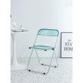 Blue Clear Folding Chair PC Plastic Stackable Chair with Powder coated Outdoor Chair Dining Chair Desk Chair Table Chair Computer Chair Office Chair Makeup Chair Study Chair Plastic Seat