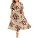 Plus Size Summer Casual Tunic Dresses for Women Lace Short Sleeve T Shirt Dress Loose Comfy Swing Hide Belly Dress V-neck Sundress