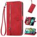 K-Lion for Samsung Galaxy A32 5G Samsung Galaxy A32 5G Wallet Case for Women Men Durable Embossed PU Leather Magnetic Flip Zipper Card Holder Phone Case with Wristlet Strap Red