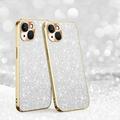 Electroplated Sparkle Case for iPhone 14 Plus Shining Glitter Metal Frame Shockproof Slim Cover with CD Pattern Lens Protection Circle for iPhone 14 Pro Max Women Girls Silver