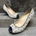 Coach Shoes | Coach And Four Women’s Beige/Black Open Toe Heels Pumps Size 9.5 | Color: Black | Size: 9.5