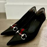 Gucci Shoes | Gucci 3” Black Gg Black Patent Leather With Red And Green Stripes Logo. | Color: Black | Size: 7.5