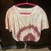 American Eagle Outfitters Tops | American Eagle Cropped Tie Die Shirt | Color: Pink/White | Size: L