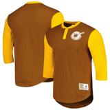 Men's Mitchell & Ness Brown San Diego Padres Cooperstown Collection Legendary Slub Henley 3/4-Sleeve T-Shirt