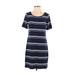 White House Black Market Casual Dress - Shift Scoop Neck Short sleeves: Blue Print Dresses - Women's Size 2X-Small