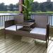 Winston Porter 2-Seater Patio Sofa Outdoor Bistro Set Sofa w/ Tea Table Poly Rattan Synthetic Wicker/All - Weather Wicker/Wicker/Rattan | Wayfair