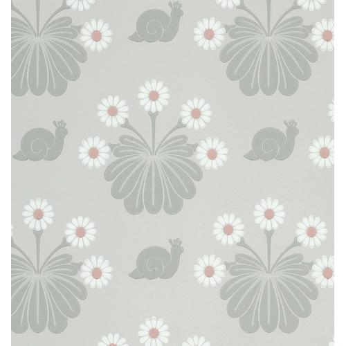 Little Greene 'Burges Snail - Silver' - Grey Wallpaper