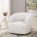 Barrel Chair - Wade Logan® Bodhe 32.75 inches Wide Boucle Swivel Barrel Chair Bouclé/Fabric in White | 28.25 H x 32.75 W x 29.5 D in | Wayfair