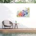 Red Barrel Studio® Sheila Golden 'Garden Rainbows' Outdoor Canvas Wood in Blue/Brown/Pink | 14 H x 19 W x 1.5 D in | Wayfair