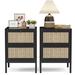 Bay Isle Home™ Manel Rattan Nightstand Set Of 2, End Side Table w/ 2 Handmade Natural Rattan Drawers, Accent Bedside Table w/ Storage For Bedroom | Wayfair