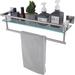 Rebrilliant Bathroom Shelves w/ Towel Holder Rustproof 20" Bathroom Tempered Glass Shelf w/ Rails Wall Mounted Stainless Steel Glass | Wayfair