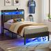 17 Stories Etsuyo Storage Platform Bed Upholstered/Metal & Upholstered/Metal in Gray | 43.3 H x 39.4 W x 82.3 D in | Wayfair