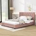 Latitude Run® Queen Tufted Low Profile Storage Platform Bed Wood & /Upholstered/Linen in Pink | 41 H x 66 W x 85 D in | Wayfair