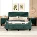 Latitude Run® Amdi Upholstered Platform 4 Piece Bedroom Set w/ Nightstands & Bench Upholstered, Wood in Green | 42.7 H x 64.6 W in | Wayfair