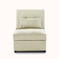 Convertible Chair - Latitude Run® Avari 26" W Tufted Polyester Convertible Chair Polyester in White/Brown | 32.75 H x 26 W x 71.75 D in | Wayfair