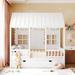 Cute House Styling Kid Full Size Bed, Wooden Daybed, with Roof and Windows