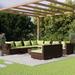 vidaXL Patio Lounge Set with Cushions Brown Poly Rattan - 27.6" x 27.6" x 24" - 27.6" x 27.6" x 24"