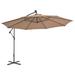 vidaXL Cantilever Umbrella with LED Lights and Metal Pole 137.8" Taupe