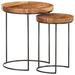 vidaXL Coffee Table Set 2 Piece Round End Sofa Table Solid Wood and Steel