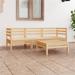 vidaXL Patio Furniture Set 4 Piece Outdoor Sectional Sofa Solid Wood Pine - 25" x 25" x 24.6"