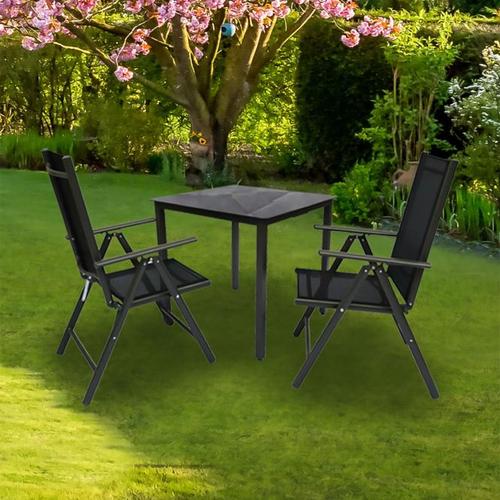 Gartenmöbelset, 2 Klappstühle und Tisch 80×80 cm