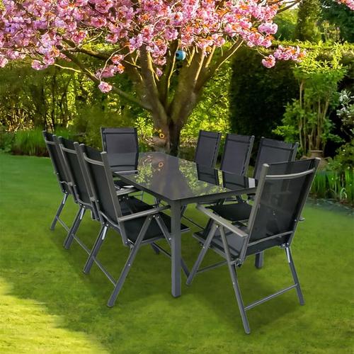 Gartenmöbelset, 8 Klappstühle und Tisch 190×80 cm