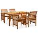 vidaXL 5 Piece Patio Dining Set with Cushions Solid Acacia Wood