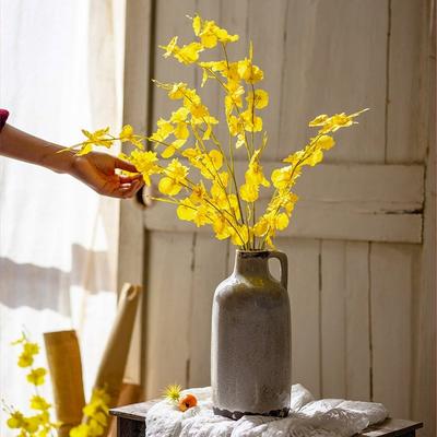RusticReach Artificial Yellow Dancing Lady Orchid Stem Bundle 19