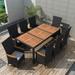 vidaXL Patio Dining Set 7 Piece Dining Table Set Poly Rattan Acacia Wood Black