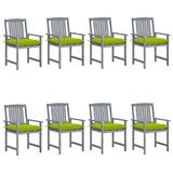 vidaXL Patio Chairs Outdoor Dining Chair with Cushions Gray Solid Wood Acacia