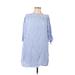Old Navy Casual Dress - Shift High Neck 3/4 sleeves: Blue Print Dresses - Women's Size Small