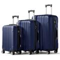 Karlhome Set of 3 Suitcase Set, Luggage Sets with 4 Rolling Spinner Wheels TSA Lock, Lightweight Hardside Carry On or Check in Trolley Travel Case, Navy Blue ABS Hard Shell