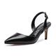 Castamere Pointed Toe Slingback Court Shoes Womens Mid Kitten Heel Pumps Closed Toe Sandals 2.4 in Heel PU Black Pump EU 42