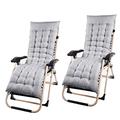 2 Pcs Sun Lounger Cushions, Thick Sun Lounger Cushions, Sunbed Cushions Replacement Garden Patio Lounge Cushion Outdoor Reclining Cushion with Anti Slip Straps,No Chairs (Grey)