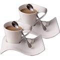 FBWSM Porcelain tea set-6-piece set, ceramic coffee cup and saucer, coffee cup set with spoon, for single/double coffee