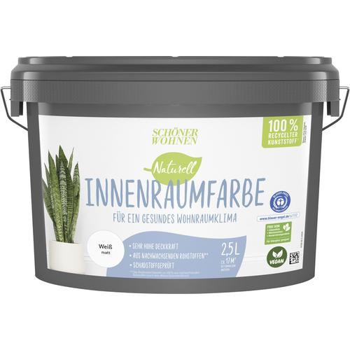 „SCHÖNER WOHNEN-FARBE Wand- und Deckenfarbe „“Naturell Innenraumfarbe““ Farben hochdeckende Wandfarbe aus erneuerbaren Rohstoffen Gr. 2,5 l 2500 ml, weiß Wandfarbe“