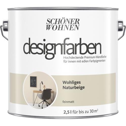 „SCHÖNER WOHNEN-FARBE Wand- und Deckenfarbe „“Designfarben Sonderedition““ Farben hochdeckende Premium-Wandfarbe mit Spritzfrei-Formel Gr. 2,5 l 2500 ml, beige (wohliges naturbeige) Wandfarbe bunt“