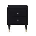 Stanton Modern Nightstand with 2 Full Extension Drawers and Solid Wood Legs in Black - Manhattan Comfort NS-CHKD02-BK