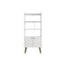 "Bogart 62.6"" Mid-Century Modern Bookcase in White and Nature - Manhattan Comfort 254BMC6"