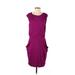 Nine West Casual Dress Scoop Neck Short sleeves: Purple Print Dresses - Women's Size 2